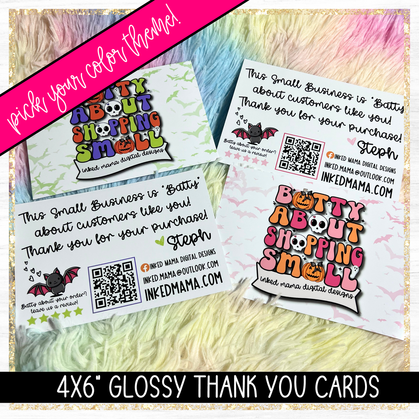 Batty about Shopping Small Thank You Cards | Small Business Printed Business Products