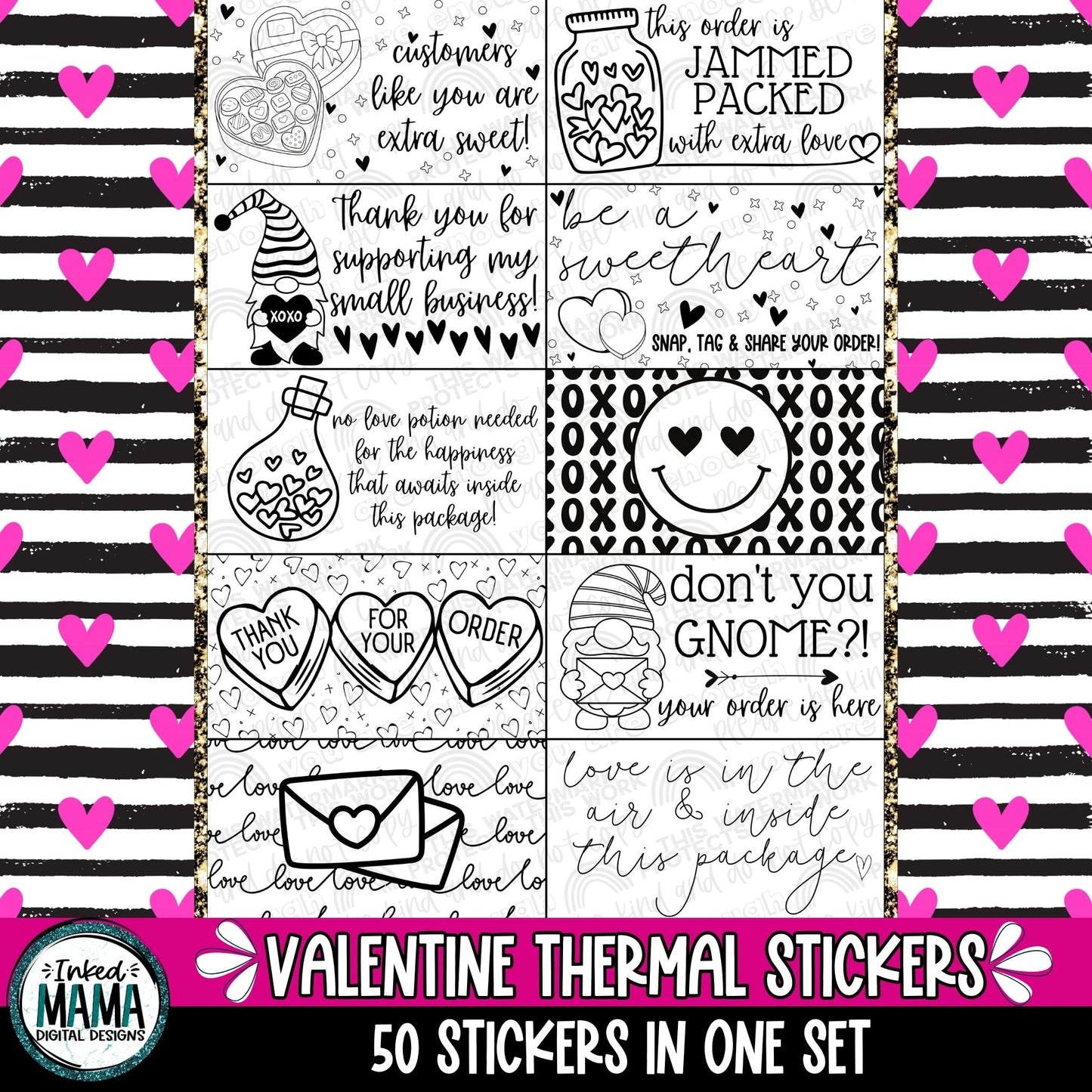 Valentine Day Mix | Small Business Thermal Packaging Stickers