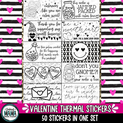 Valentine Day Mix | Small Business Thermal Packaging Stickers