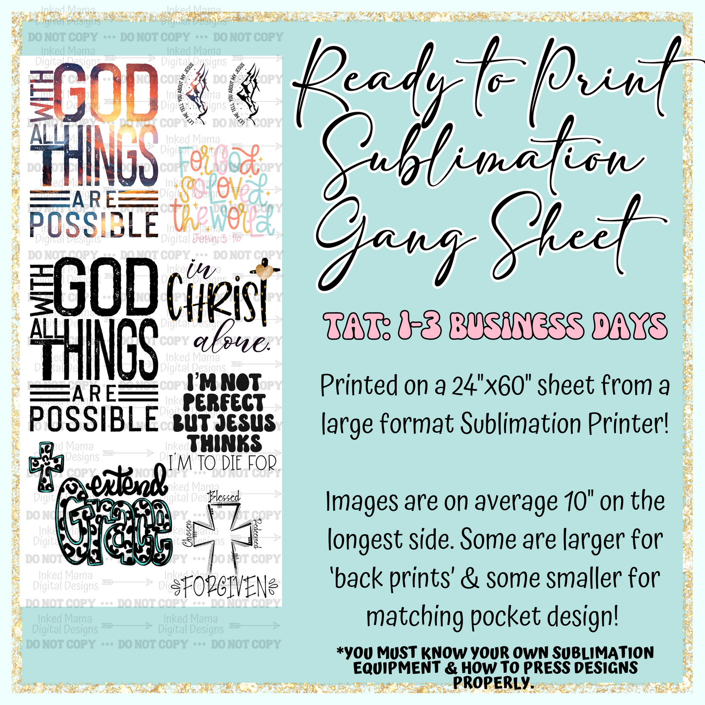 With God all things are possible | Faith | Ready to Print Sublimation Gang Sheet