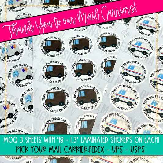 Thank you for all you do! | Mail Carrier Appreciation Packaging Vinyl Stickers