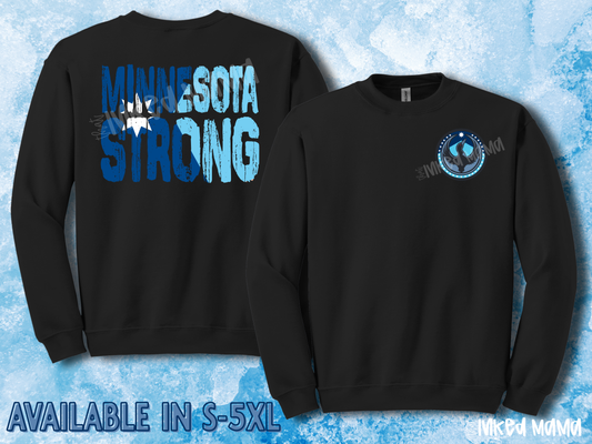 Minnesota Strong with Rebel Loon Pocket | Black Crewneck Sweatshirt