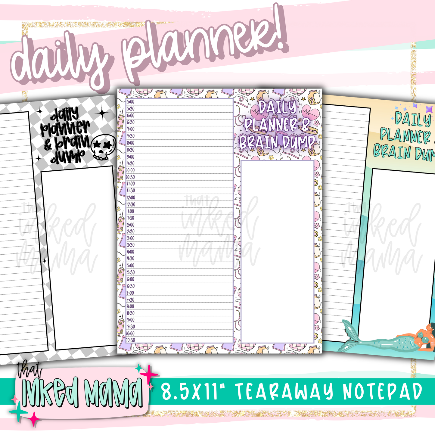 Daily Planner & Brain Dump 8.5x11" Tearaway Notepads | 30 pages