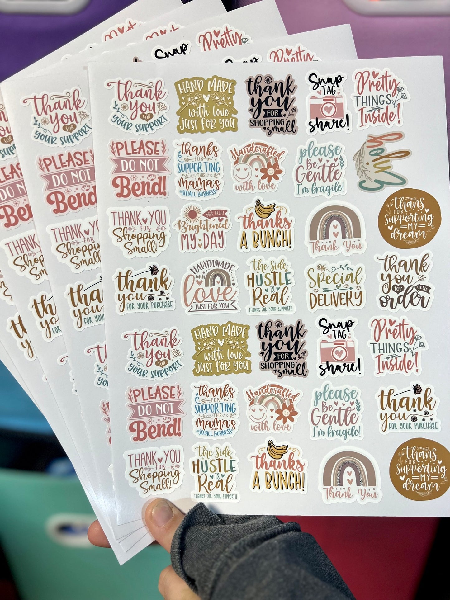 Boho Thank You Small Business Packaging Vinyl Stickers | Mix of all Designs
