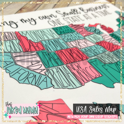 Minding my own Small Business | USA Sales Tracker Map with State Stickers