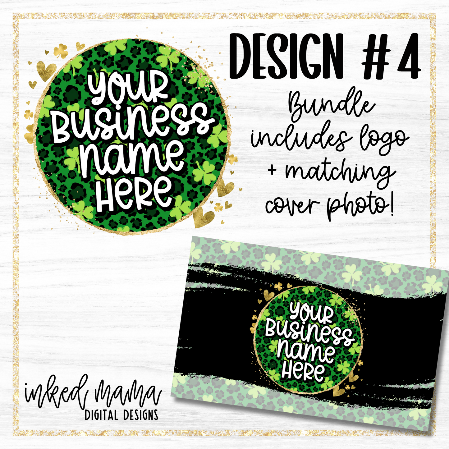 St. Patrick's Day Semi-Custom Logo + Matching Cover Photo | Small Business Digital Branding