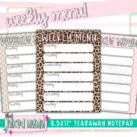 Weekly Menu 8.5x11" Tearaway Notepads | 30 pages