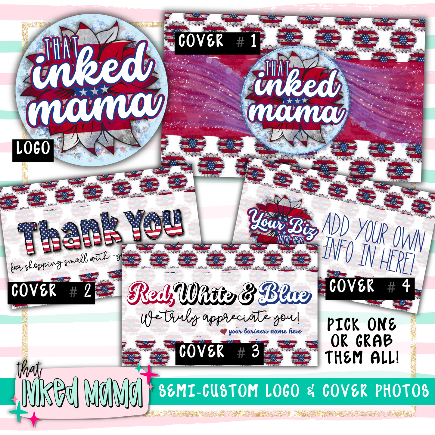 USA Sunflower Semi-Custom Logo + Photo Banner Covers
