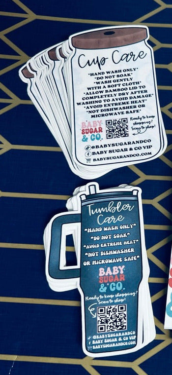 Tumbler Cut Out Care Cards - Custom to you! - Small Business Packaging Fillers