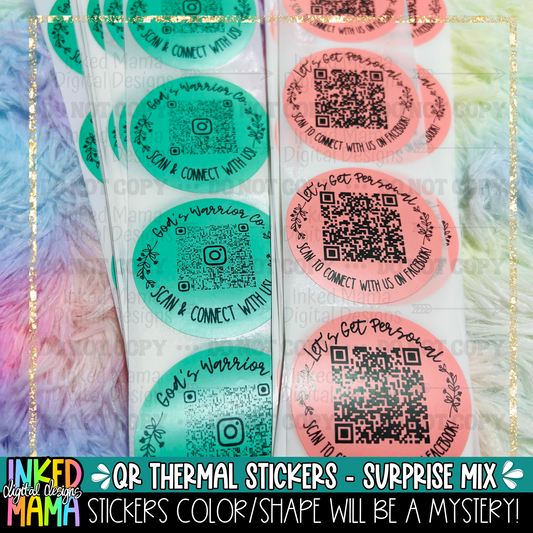 QR MYSTERY COLOR/SHAPE | Small Business Thermal Packaging Stickers