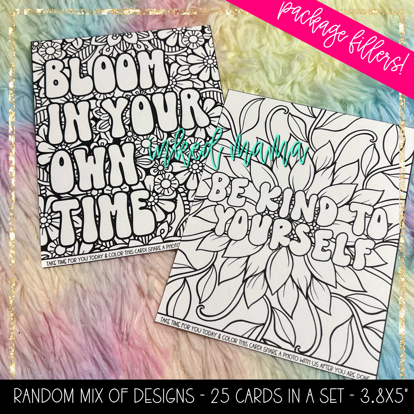 Self Care Coloring Cards | Small Business Packaging Fillers