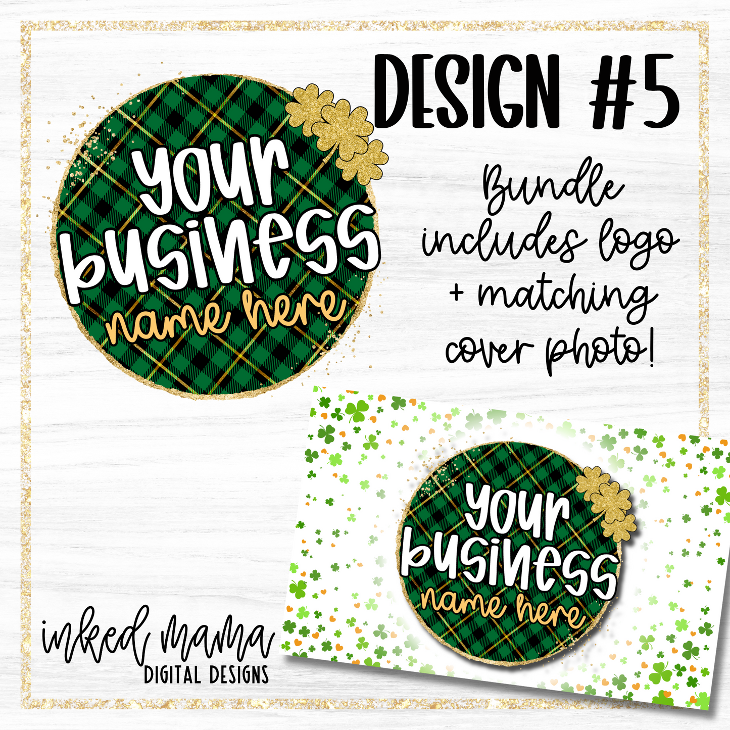 St. Patrick's Day Semi-Custom Logo + Matching Cover Photo | Small Business Digital Branding