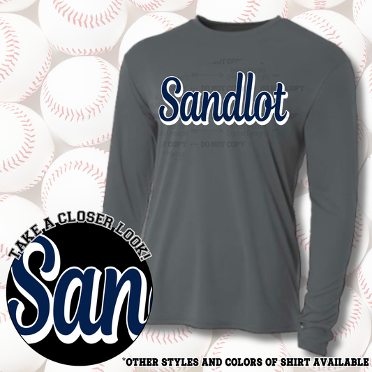 Sandlot | Navy Cursive Logo |  Baseball Shirts | DTF Apparel
