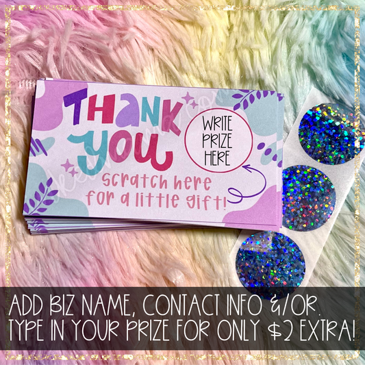 Pinks + Purples Scratch Off Thank You Cards | Small Business Print Branding Products