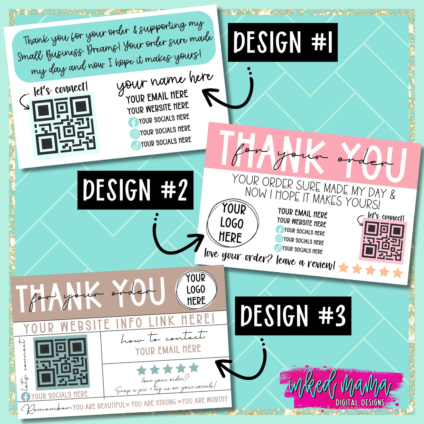 4x6" Cutesy Stars Thank You Cards | Small Business Packaging Fillers