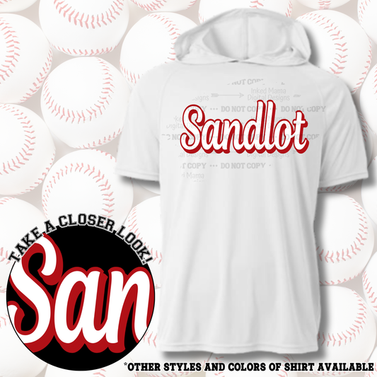 Sandlot | Red Cursive Logo |  Baseball Shirts | DTF Apparel