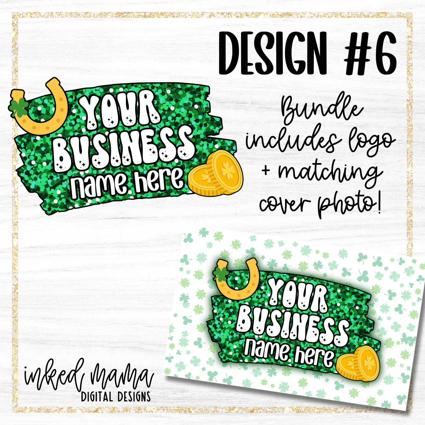 St. Patrick's Day Semi-Custom Logo + Matching Cover Photo | Small Business Digital Branding