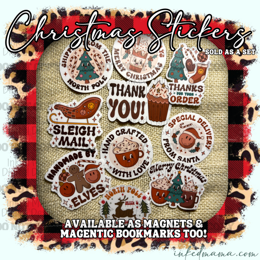 Christmas Vintage Fun Thank You Packaging & Fillers Stickers | Set of 25