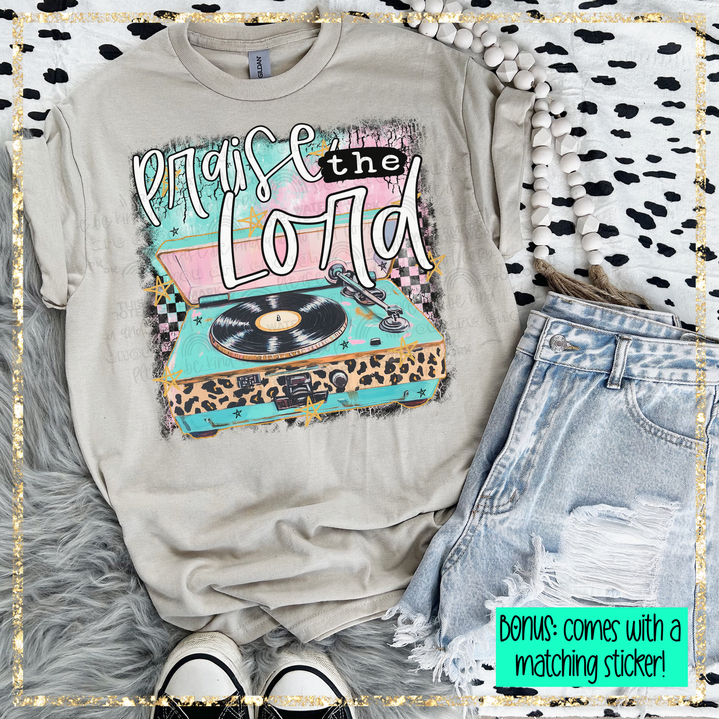 Praise the Lord | record player | Sublimated Created to Order Apparel