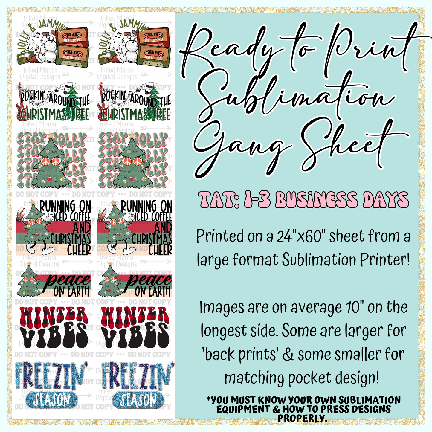 Retro Vibes Christmas | Ready to Print Sublimation Gang Sheet