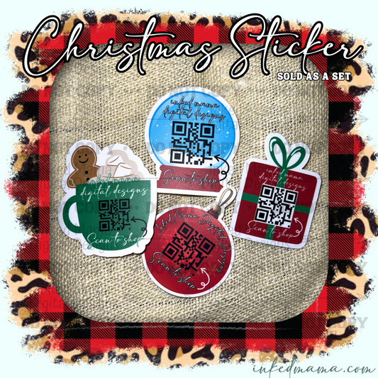 Mix of Christmas QR Stickers | Custom to you QR Sticker | Set of 24