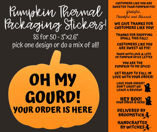 Pumpkin Thermal Packaging Sticker - 50 in a set