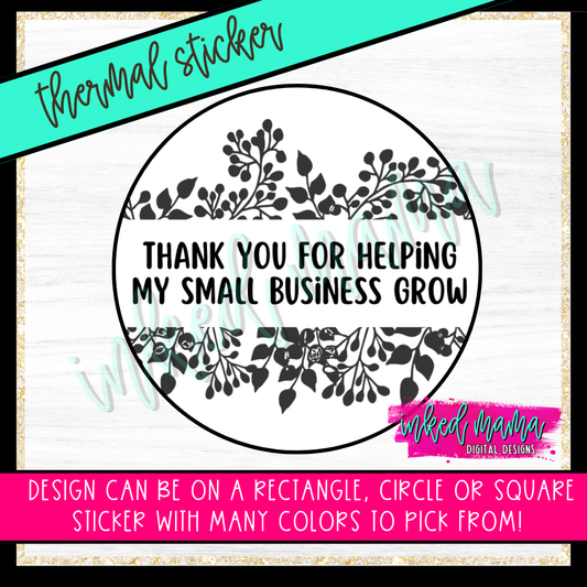 Thank You - Leaves Border | Small Business Thermal Packaging Stickers