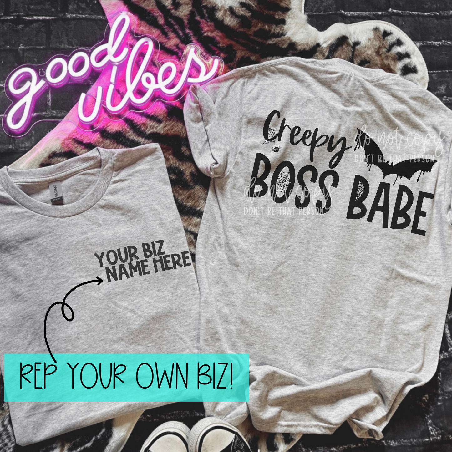 Creepy Boss Babe | REP YOUR BIZ | Completed Sublimated Apparel