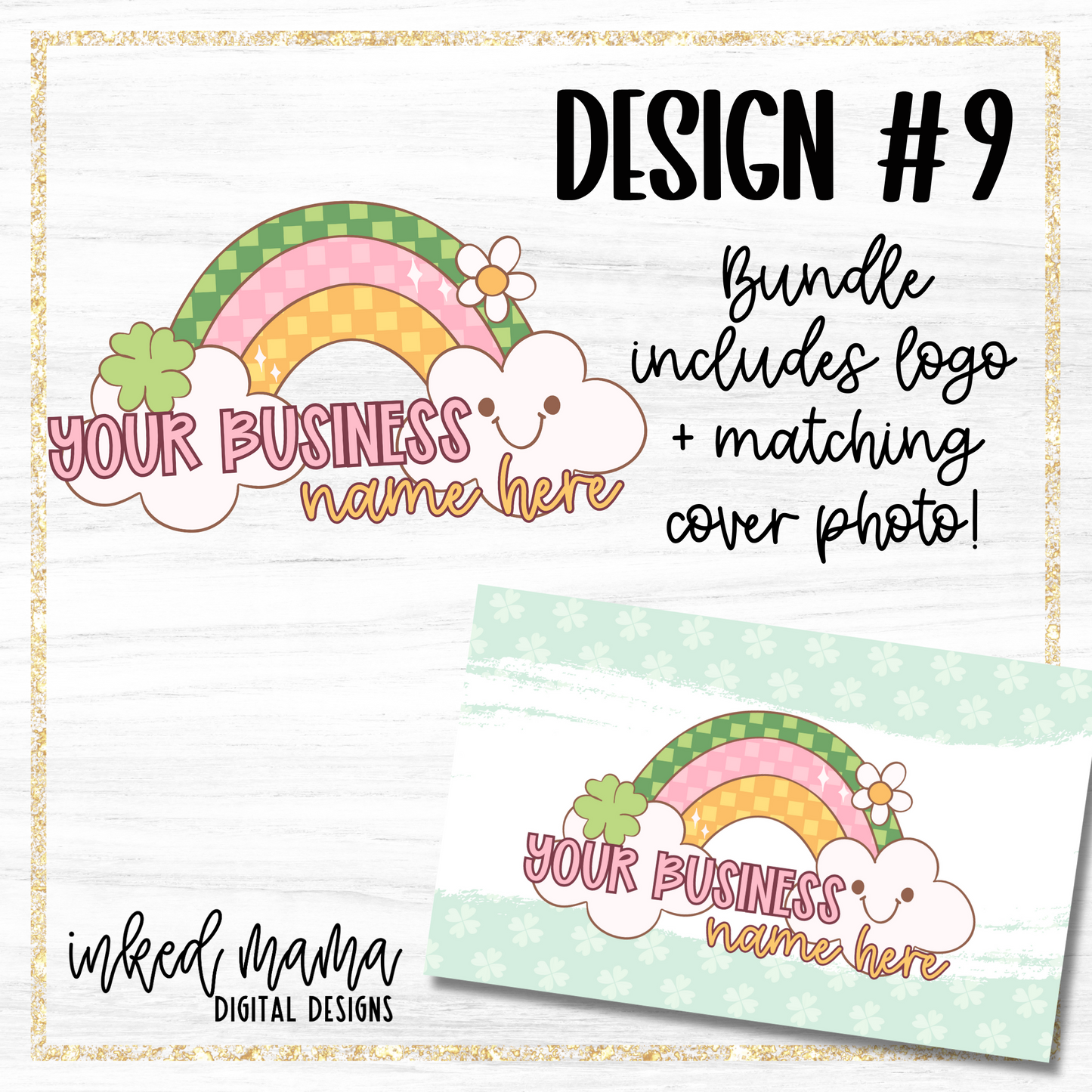 St. Patrick's Day Semi-Custom Logo + Matching Cover Photo | Small Business Digital Branding