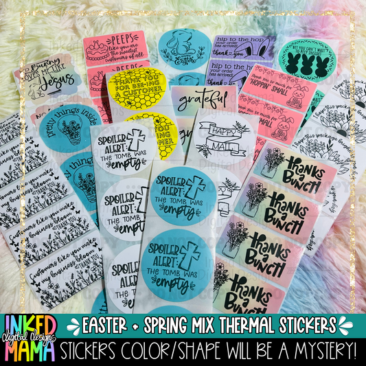Easter + Spring Thermal Sticker Mix | Small Business Thermal Packaging Stickers