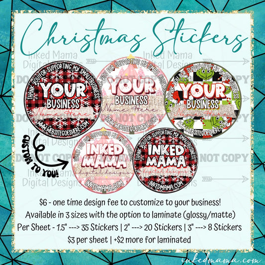 'Your Name' | Small Business Christmas Holiday Stickers | Packaging Vinyl Stickers