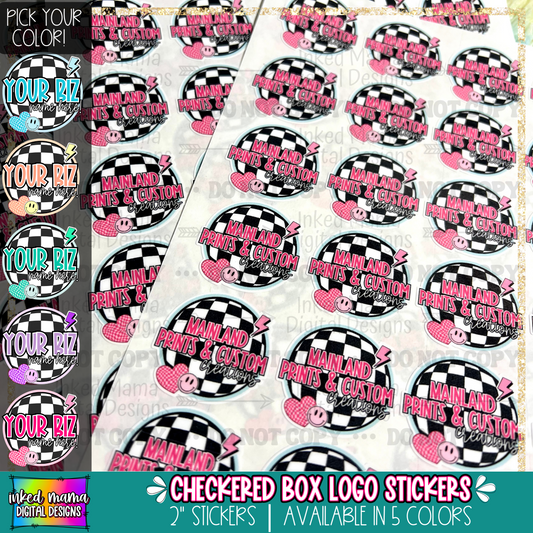 Checkered Box Logo Small Business Full Color Printed Vinyl Stickers