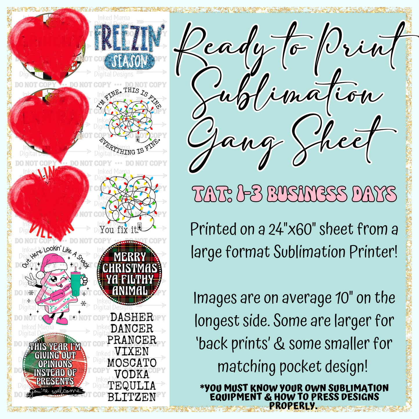 Sassy Christmas | Ready to Print Sublimation Gang Sheet