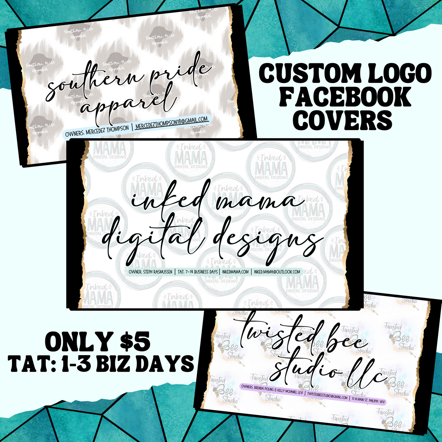 Custom Logo Facebook Cover | Editable Canva Template