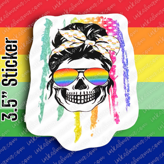 #6 - Skull Woman Pride Flag - PRIDE STICKER