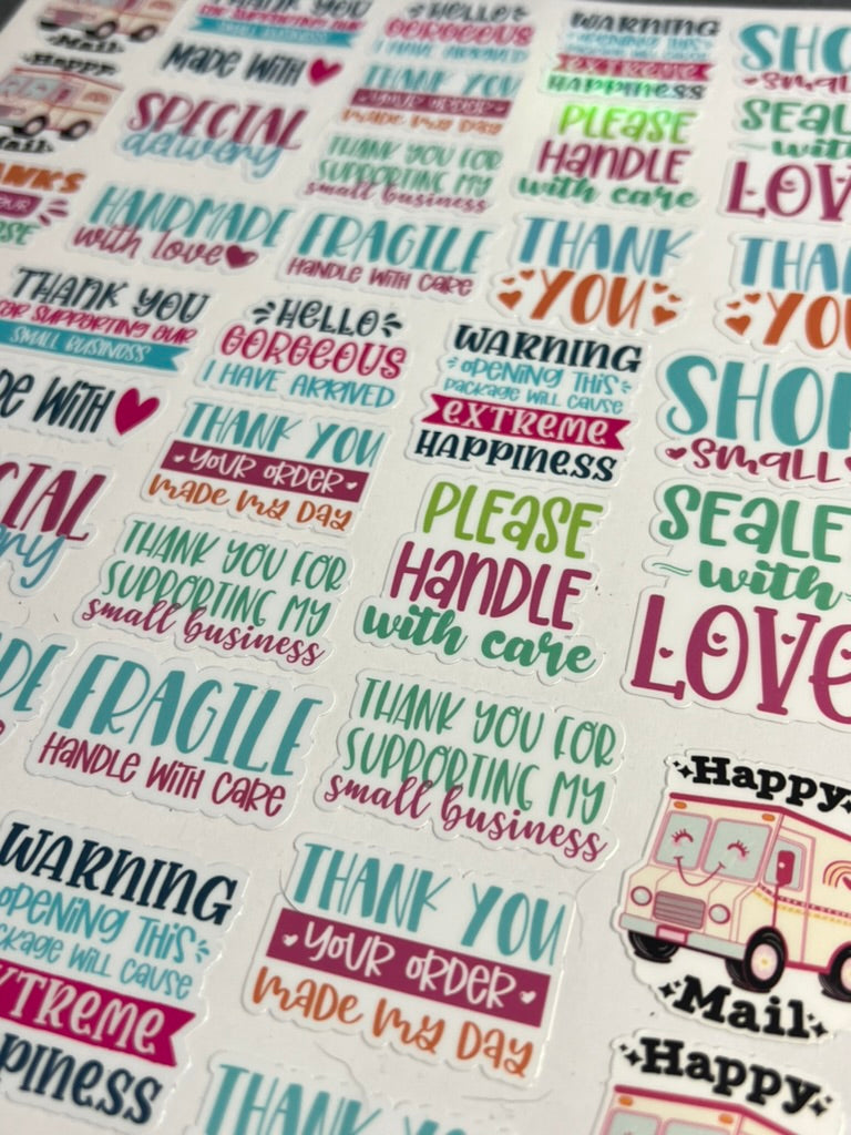 Bright Thank You Small Business Packaging Vinyl Stickers | Mix of all Designs