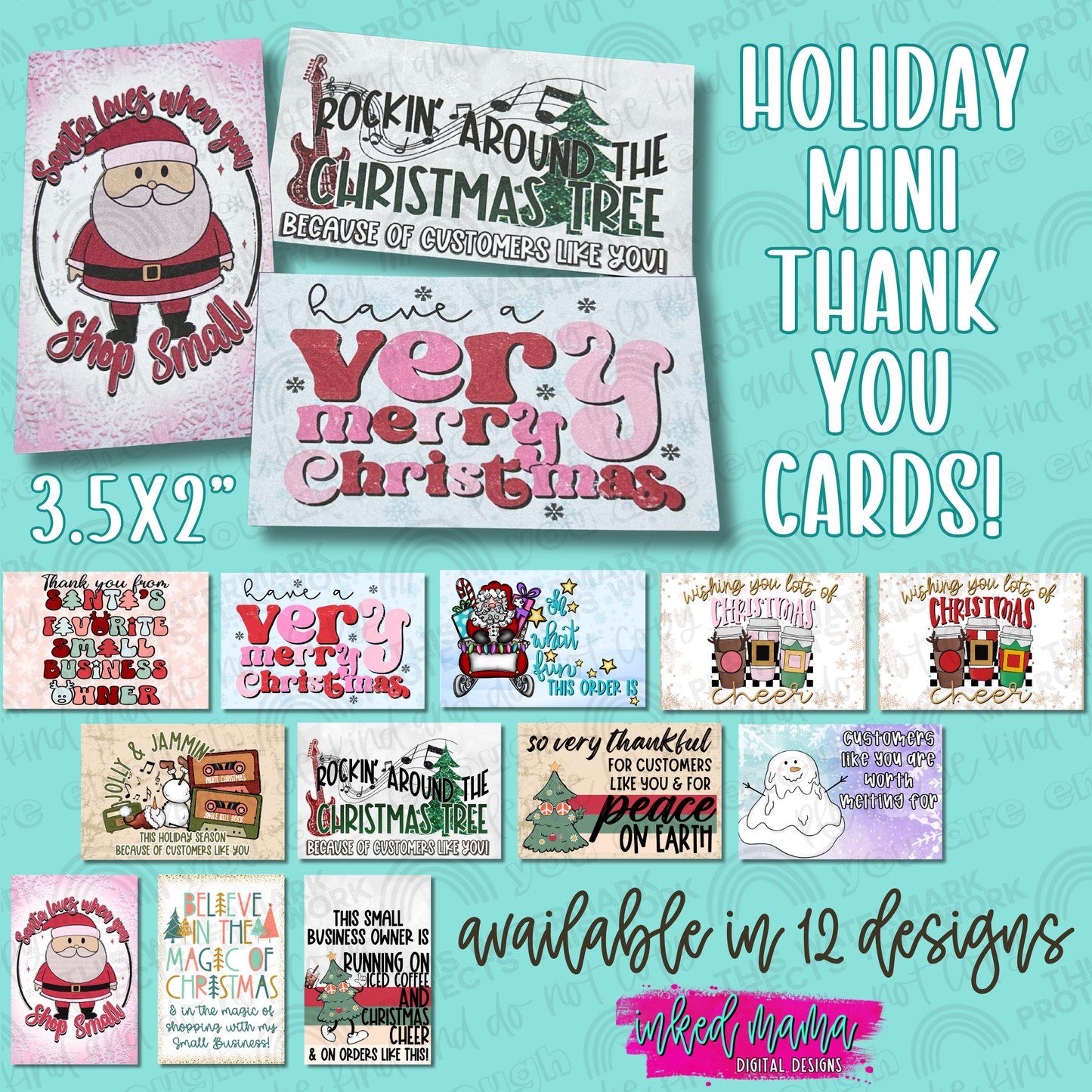 Holiday 3.5x2" Mini Thank You Cards | Small Business Branding