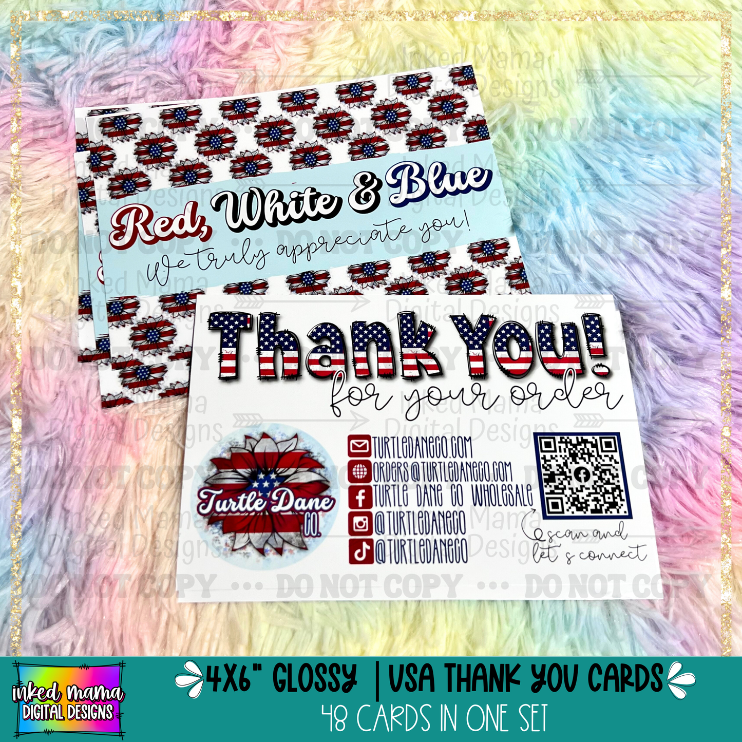 Red White & Blue USA Thank You Cards | Small Business Printed Business Products