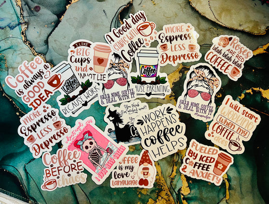Coffee Stickers - Packaging Vinyl Stickers - Set of 45