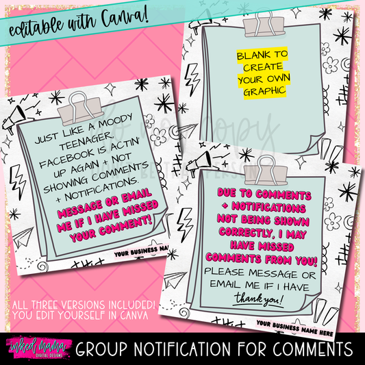 Missing Comments + Group Notifications Editable Graphic Bundle