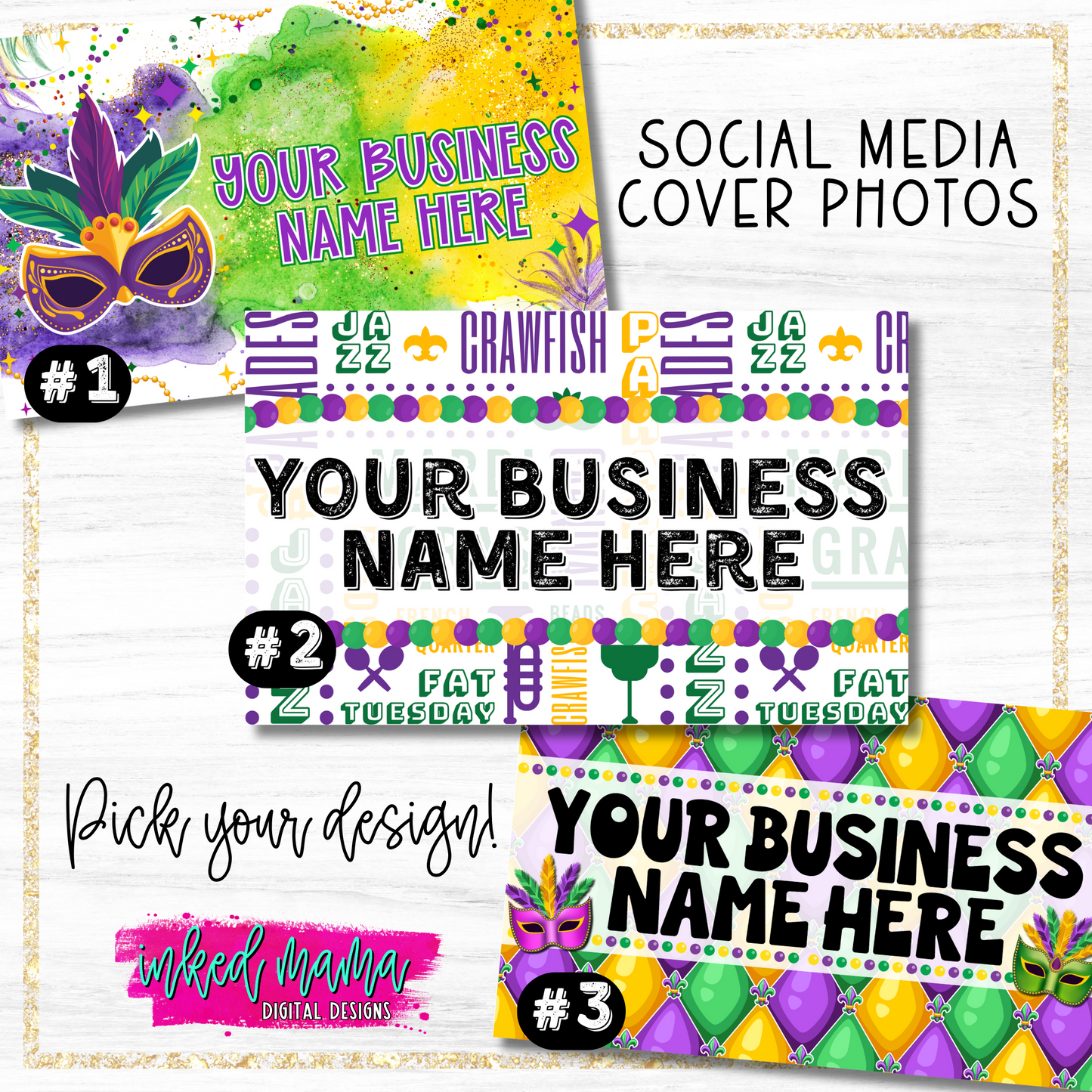 Mardi Gras Photo Covers | Small Business Digital Branding