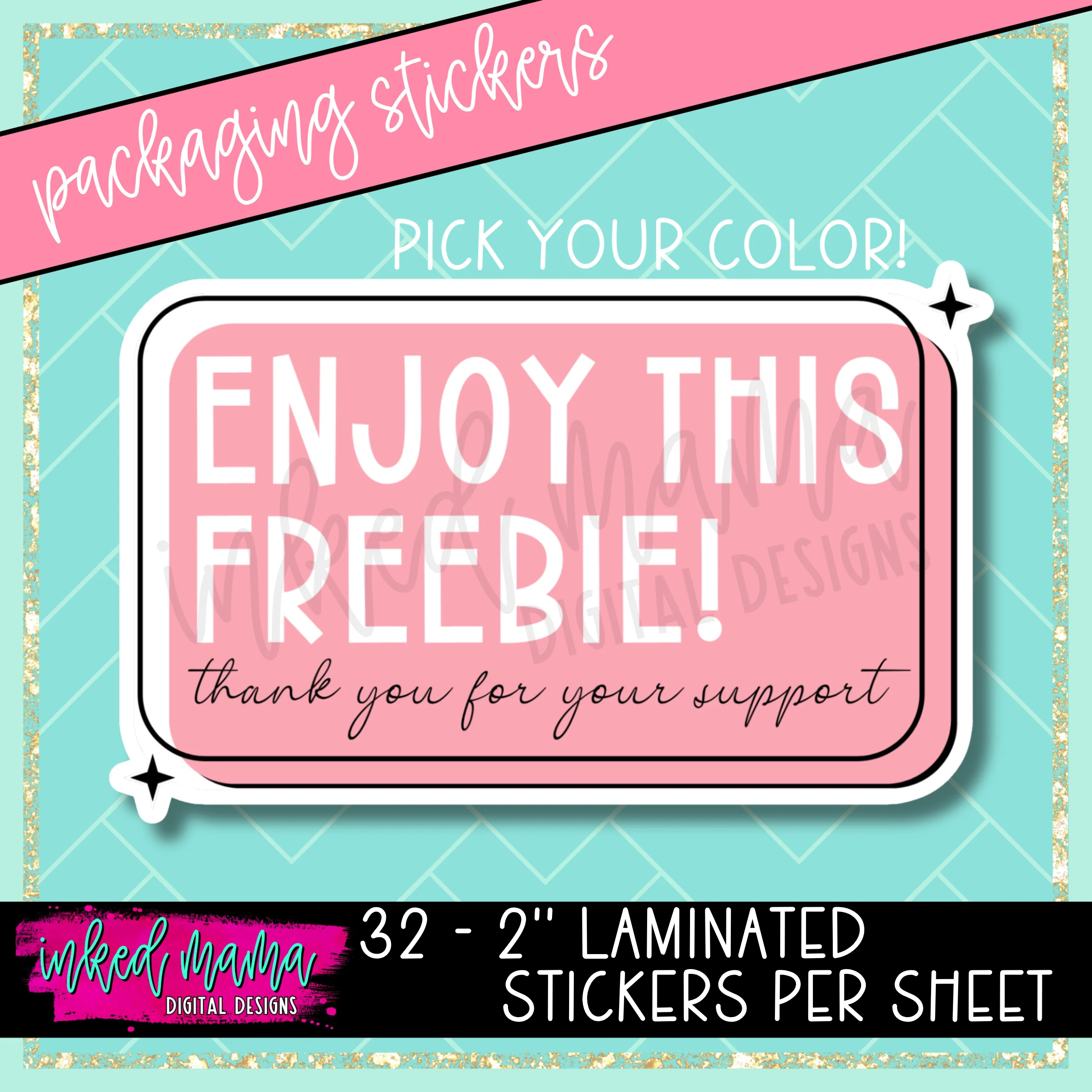 Freebies Sign Sticker Enjoy this Freebie | Small Business Packaging Vinyl Stickers – Inked ...