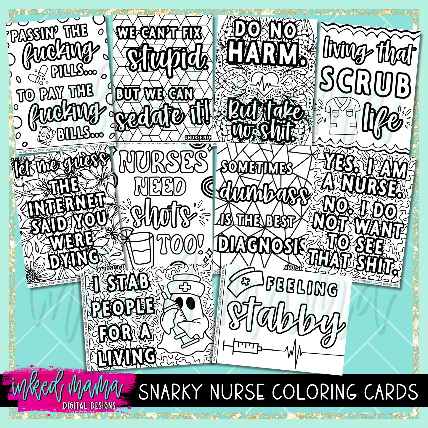 Self Care Coloring Cards | Small Business Packaging Fillers