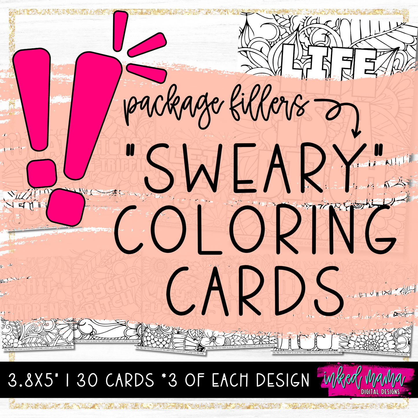 Sweary Coloring Cards | Small Business Packaging Fillers