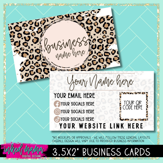 3.5x2" Leopard Print Business Cards | DOUBLE SIDED | Small Business Branding Products