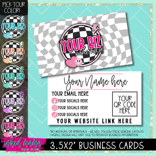 3.5x2" Checkered Board Business Cards | DOUBLE SIDED | Small Business Branding Products