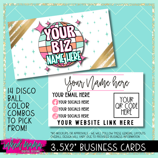3.5x2" Disco Ball Business Cards | DOUBLE SIDED | Small Business Branding Products