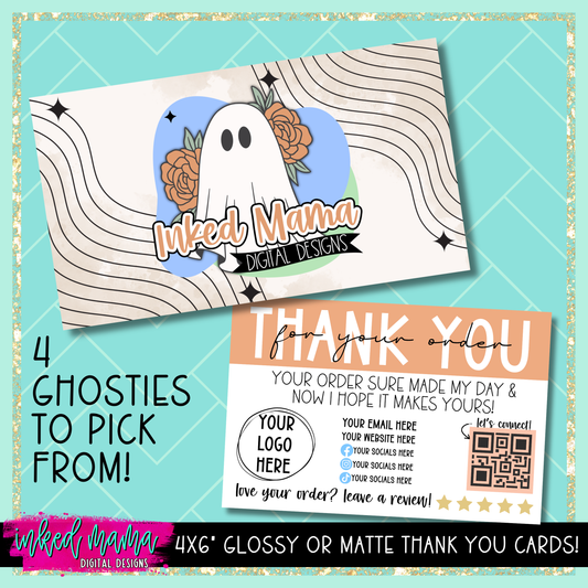 4x6" Ghostie Thank You Cards | Small Business Packaging Fillers