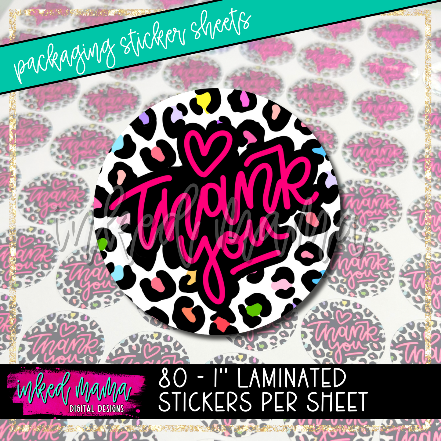 Bright Leopard Thank You | Small Business Packaging Vinyl Stickers