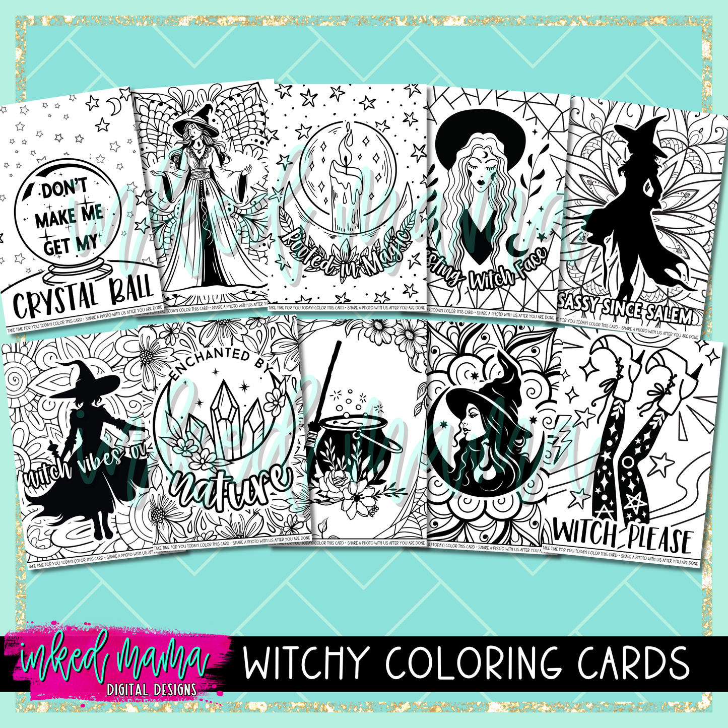 Witchy Coloring Cards | Small Business Packaging Fillers